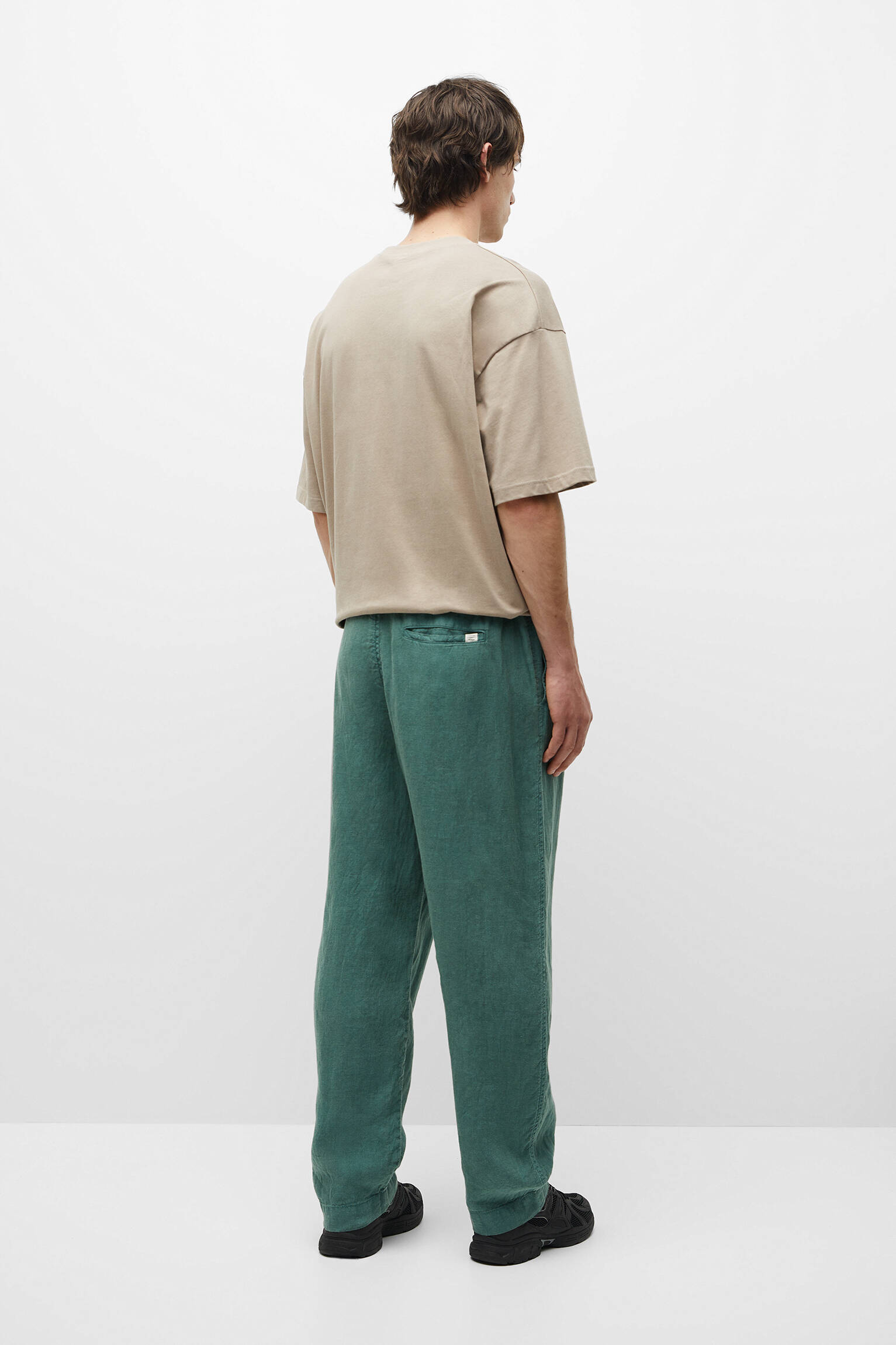 Calça jogger de linho com pernas largas - Verde