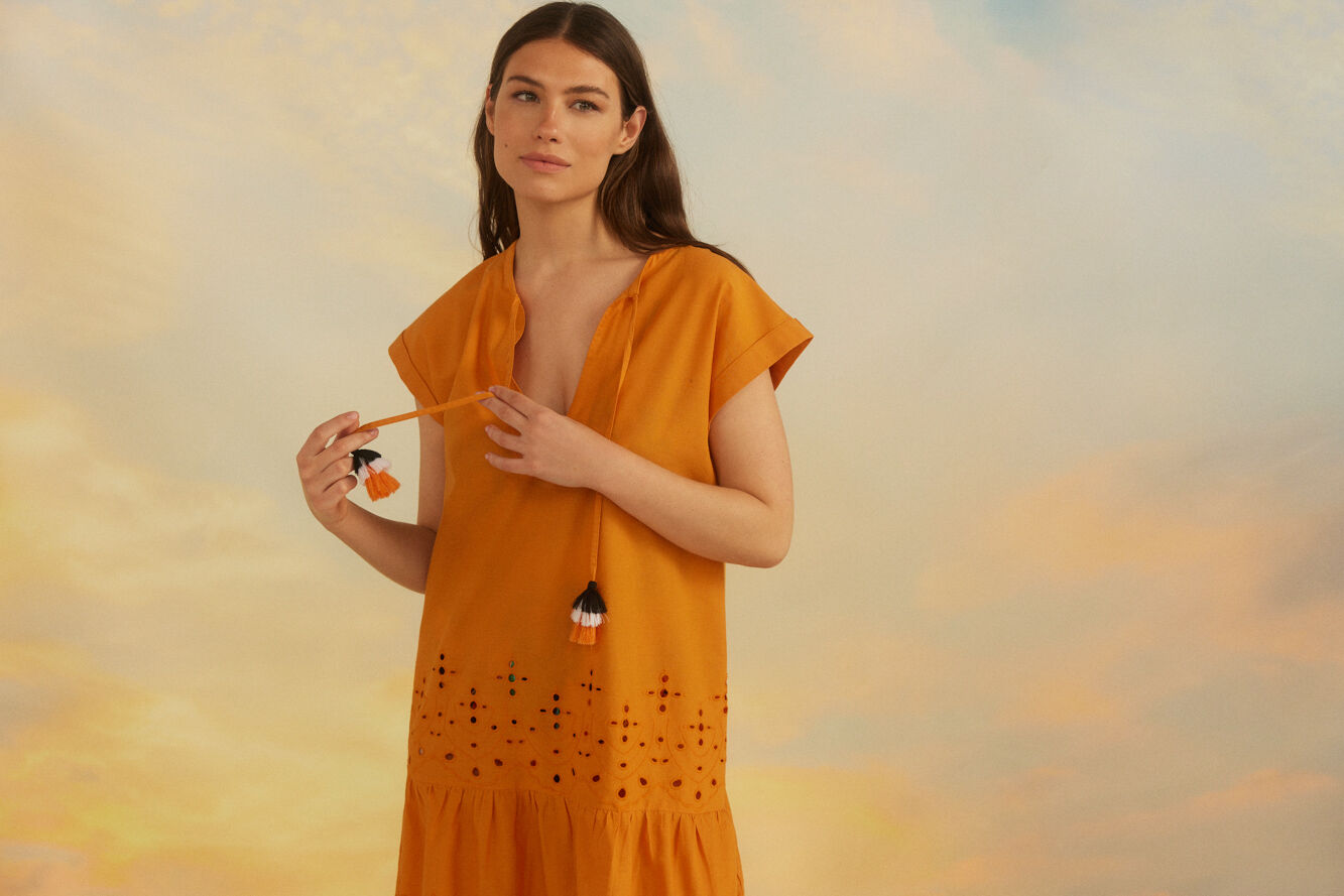 Caftan bordado - Dourado