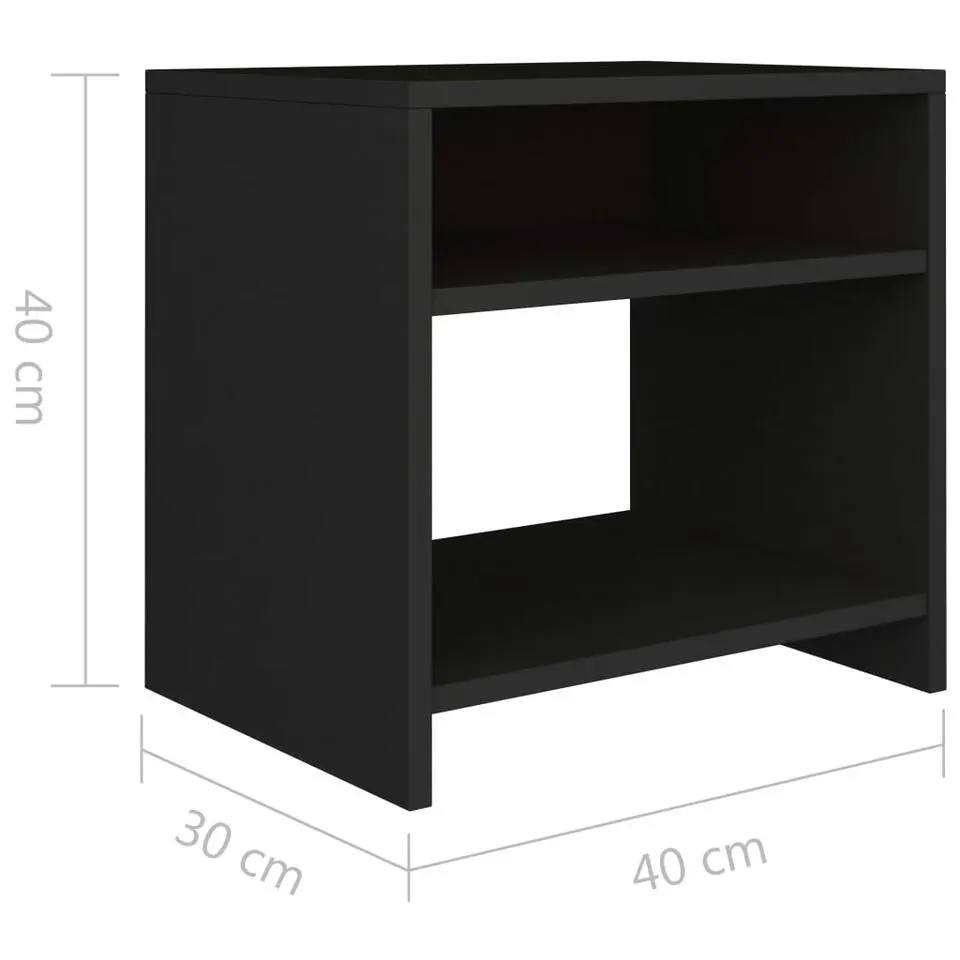 vidaXL - Nachtkastje - Zwart - Bewerkt hout