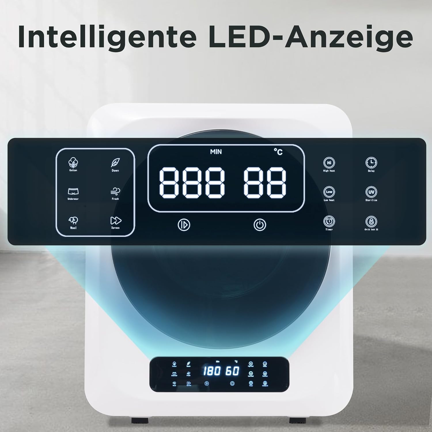 Merax Klein Wäschetrockner, Ablufttrockner mit 5 Programme, Wandmontierbar Ablufttrockner, Überhitzungsschutz und Mehrfachfiltration, 850W, 2,5 KG, Betriebszeit bis 130 Minuten, Weiß