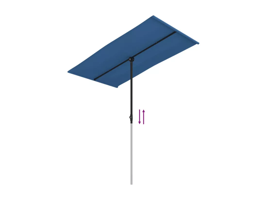 Parasol d'extérieur avec mât en aluminium 180x110 cm Bleu azuré