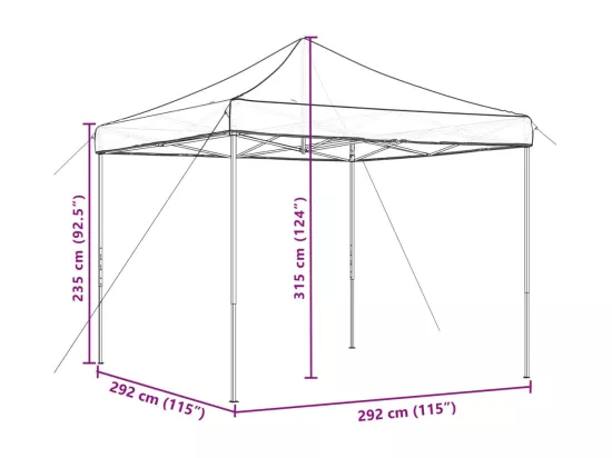 Tente réception pliable escamotable terre cuite 292x292x315 cm