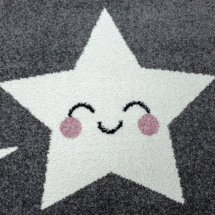 Rond Kindervloerkleed - Anna Sterren Grijs | Speels