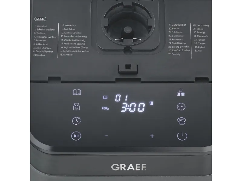 Graef BA806, 750 g, Timer, Variabel skorpe bruning kontrol, Holde varm funktion, 520 W, Sort, Grå