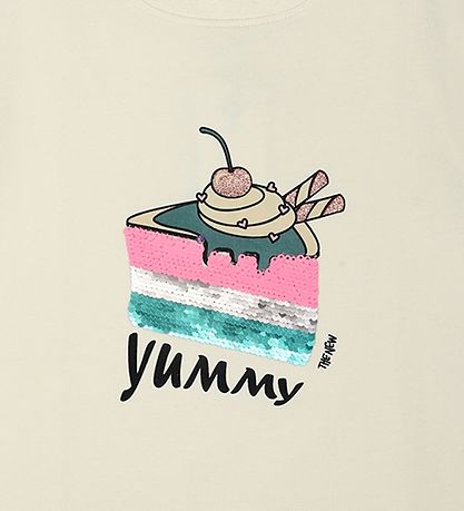 The New T-Shirt - TnCake - White Swan m. Pailletten