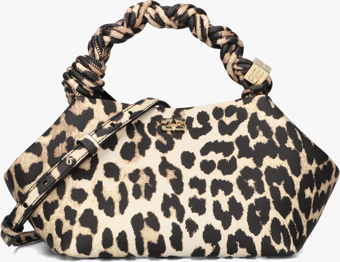beige ganni handtas bou small grained printed