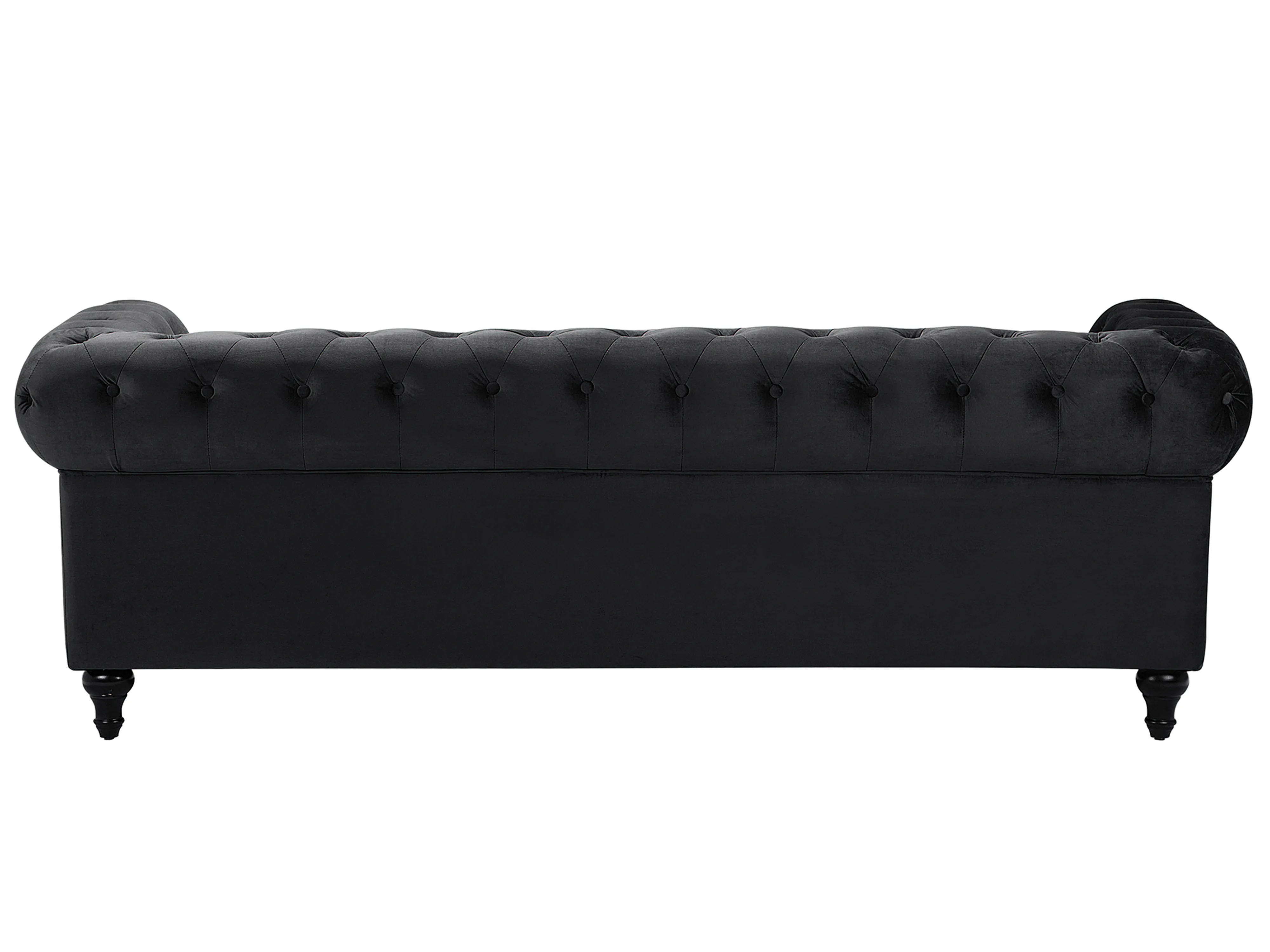 Bank 3-zits CHESTERFIELD Fluweel Zwart