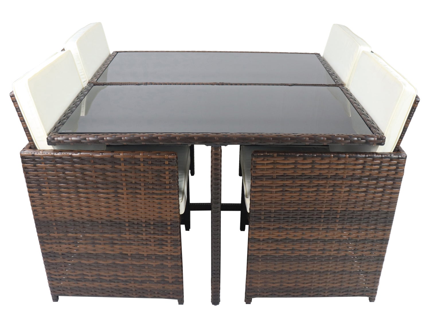 5-delige tuinmeubelset, rotan, bruin