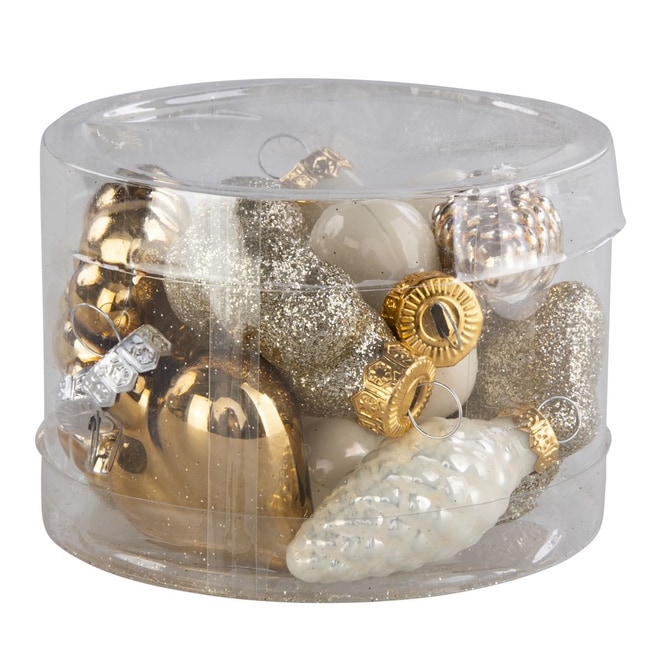 Christbaumanhänger aus Glas - perle/braun/weiß - ca. 4 x 2 cm - 12 Stück