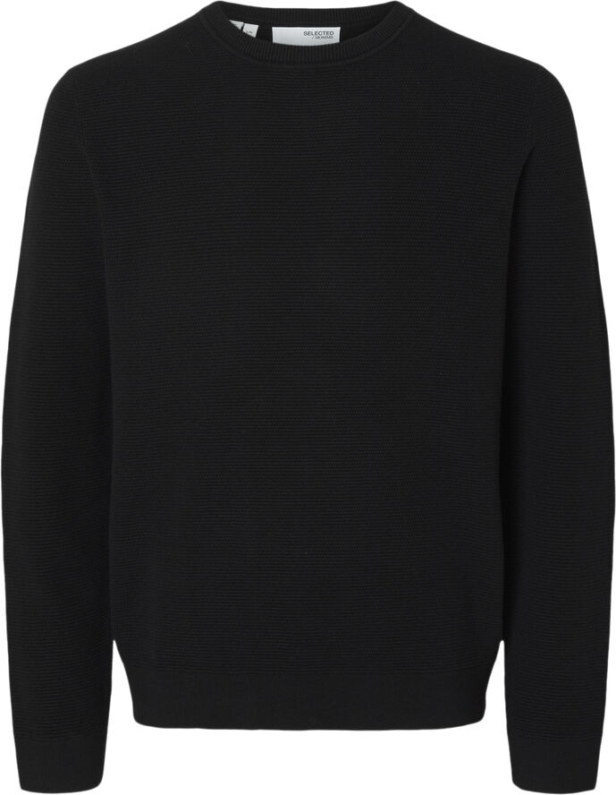 Selected Homme SLHROSS LS KNIT STRUCTURE CREW NECK Black