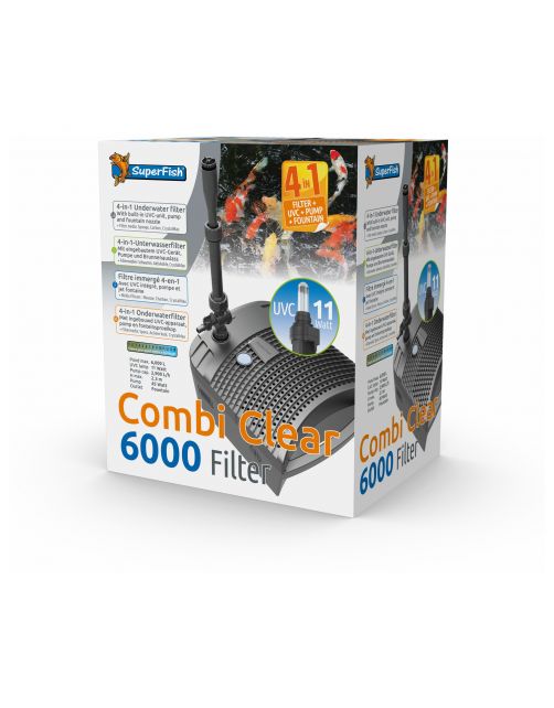 Superfish Combi Clear 6000 Filter 4in1 - Vijverfilter - Grijs 2900 l\/h Uvc 11 Watt