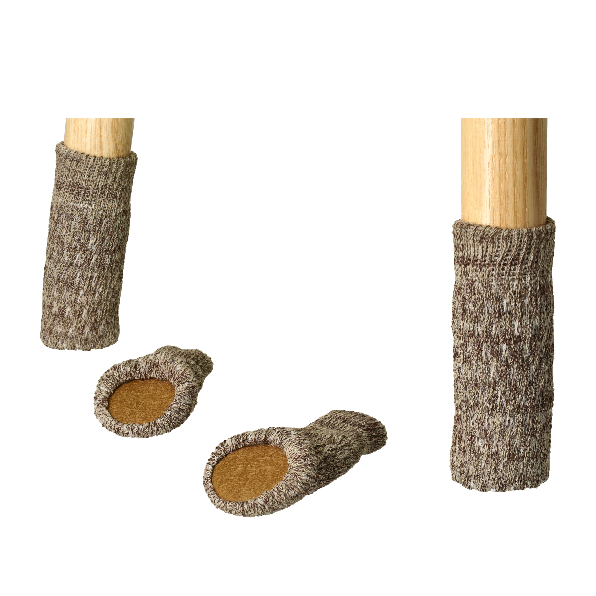 (4er Set) Wolle Stuhlbein Stulpen Schutz Tisch / Stuhl / Boden Schoner - Dunkelbraun
