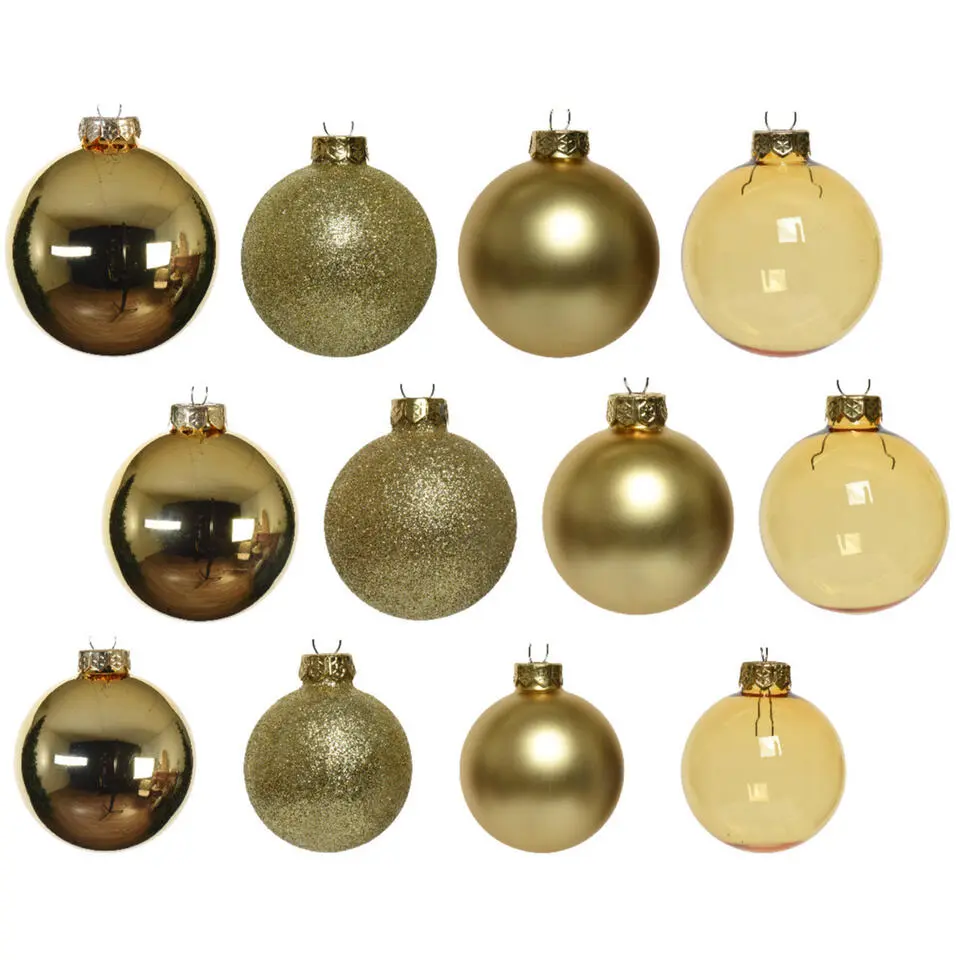 Decoris kerstballen - 42x - goud - glas - 5-6-7 cm