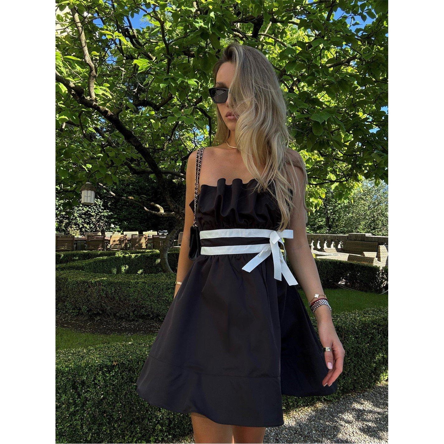 Collective The Label Black Sleeveless Bow Mini Dress