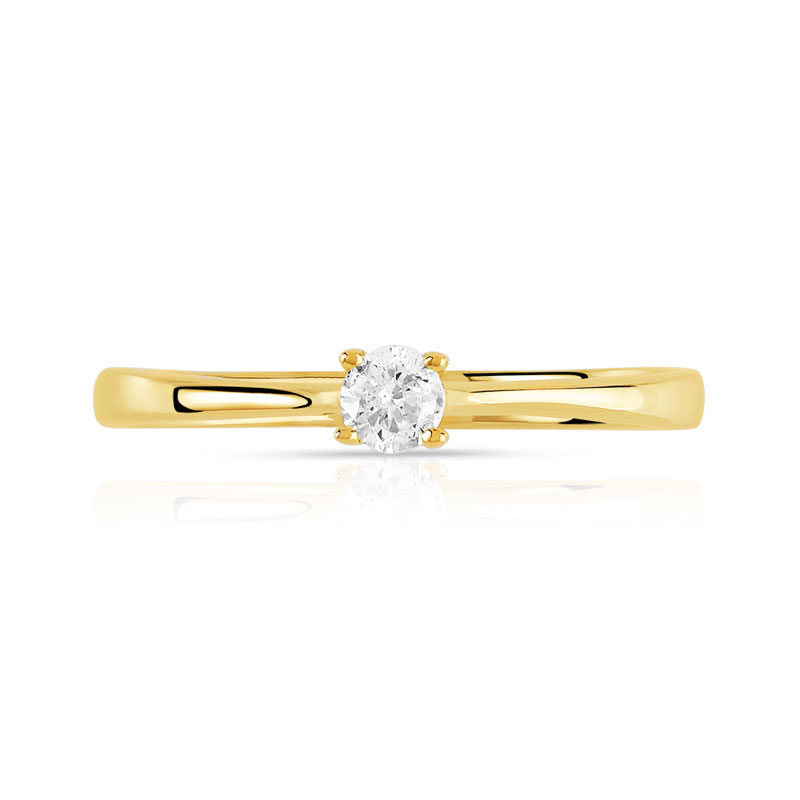 Solitaire or 750 jaune diamant 0,1 carat