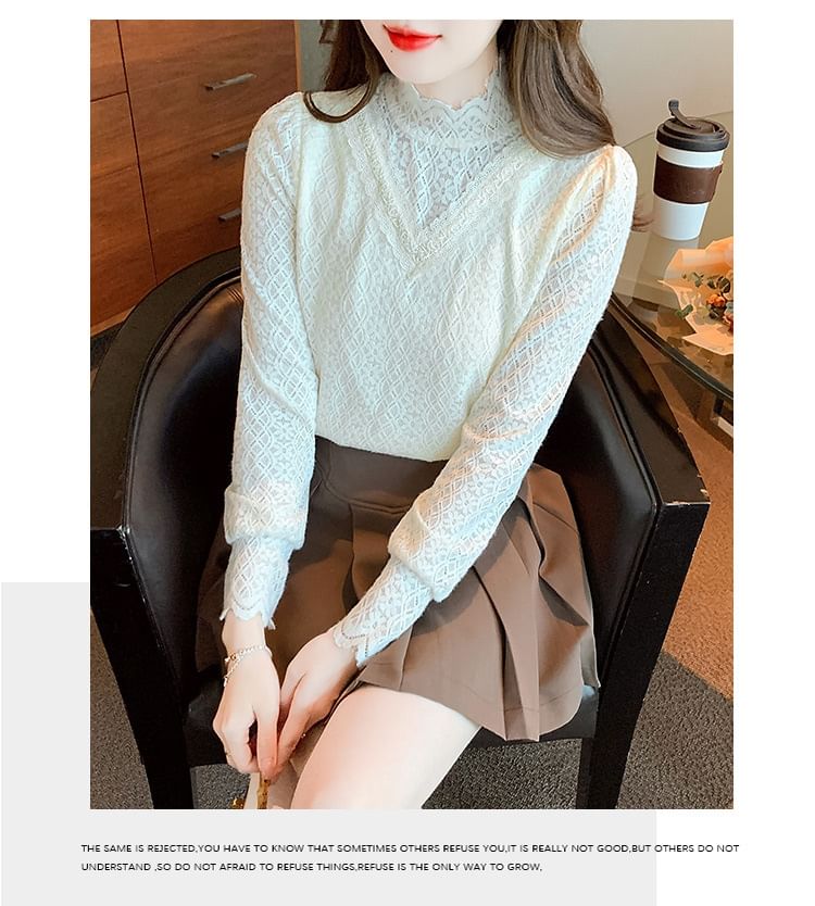 Daybreak - Blouse met lange mouwen en col van kant