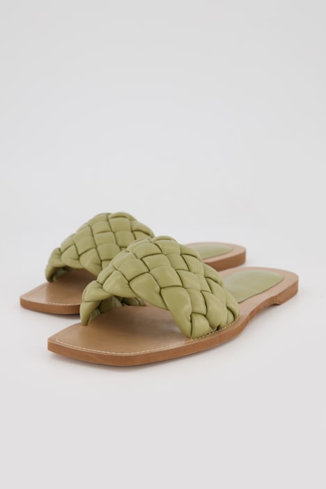 Leder-Pantolette, Lamm-Nappaleder, Flecht-Riemen