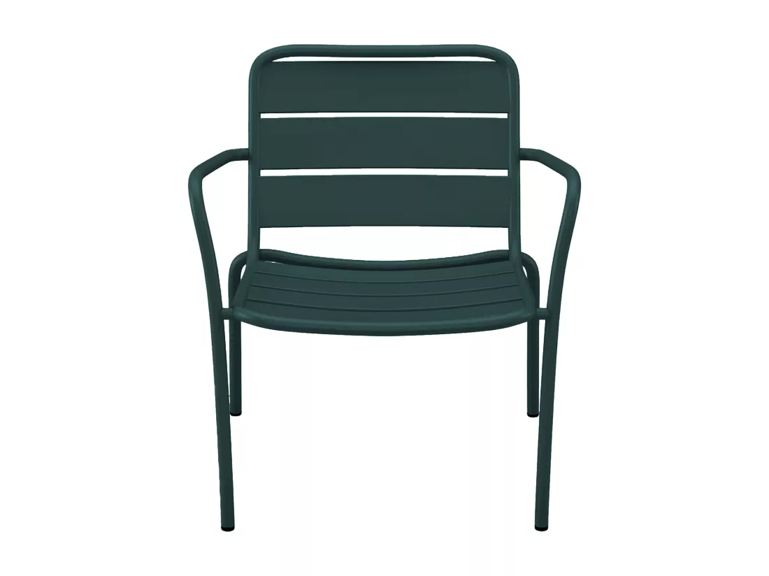 Fauteuil bas de jardin empilable en métal - Vert sapin - MIRMANDE de MYLIA