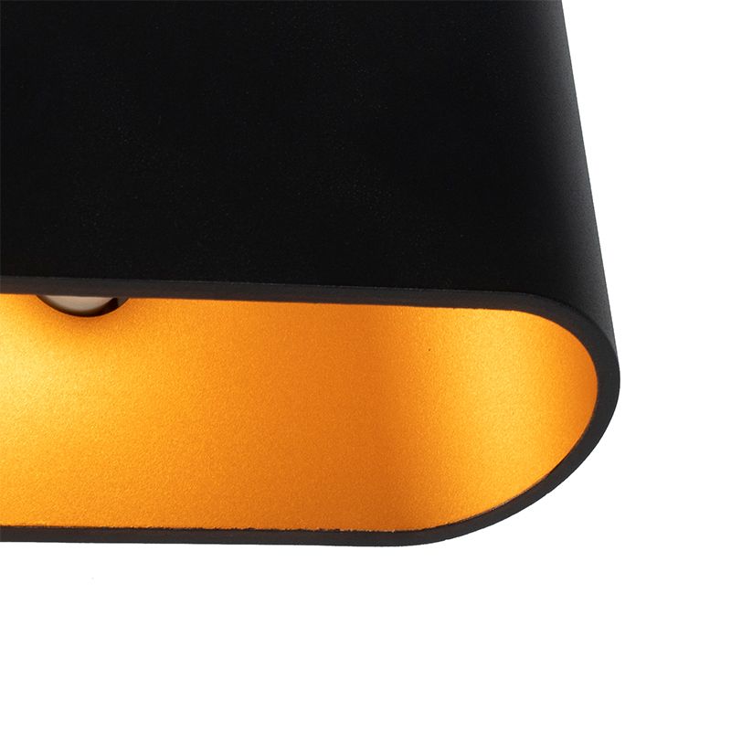 Moderne wandlamp zwart met gouden binnenkant ovaal - Alone