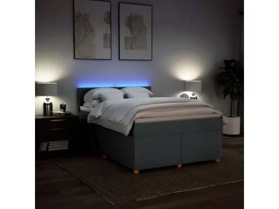 Sommier à lattes de lit avec matelas Gris foncé 140x190cm Tissu