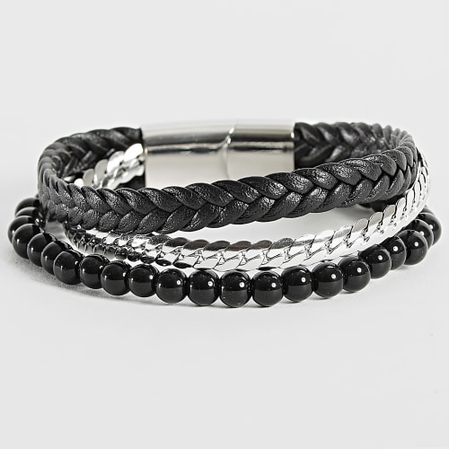Bracelet Noir Argenté