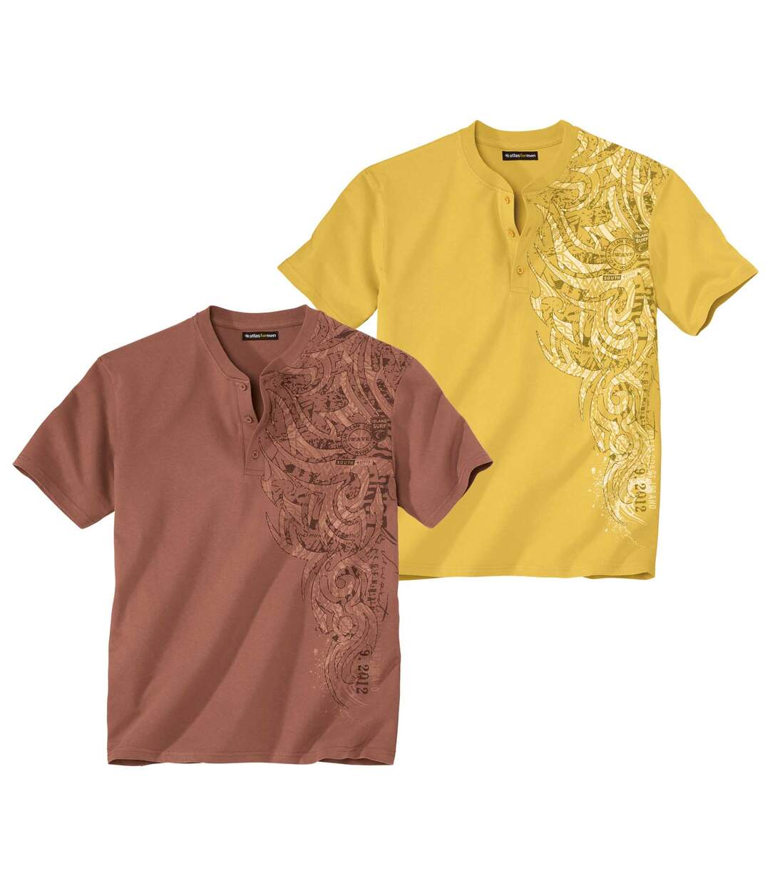 Lot de 2 Tee-Shirts Col Tunisien