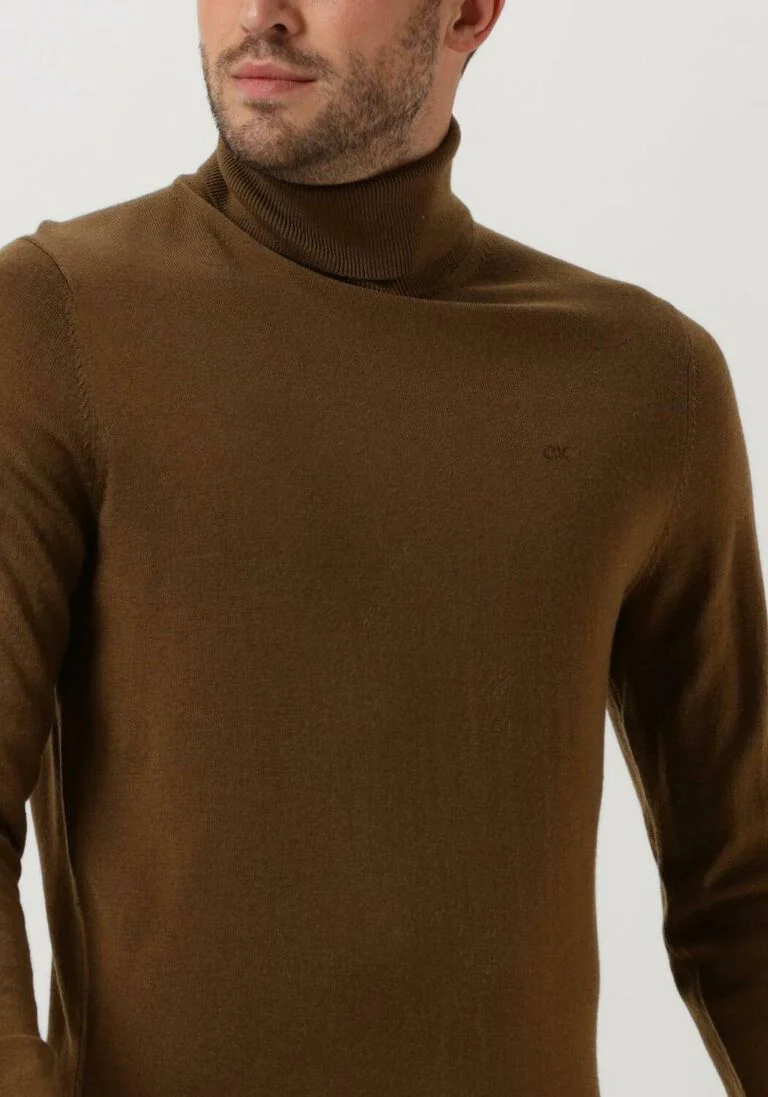 CALVIN KLEIN groene calvin klein coltrui superior wool turtle neck