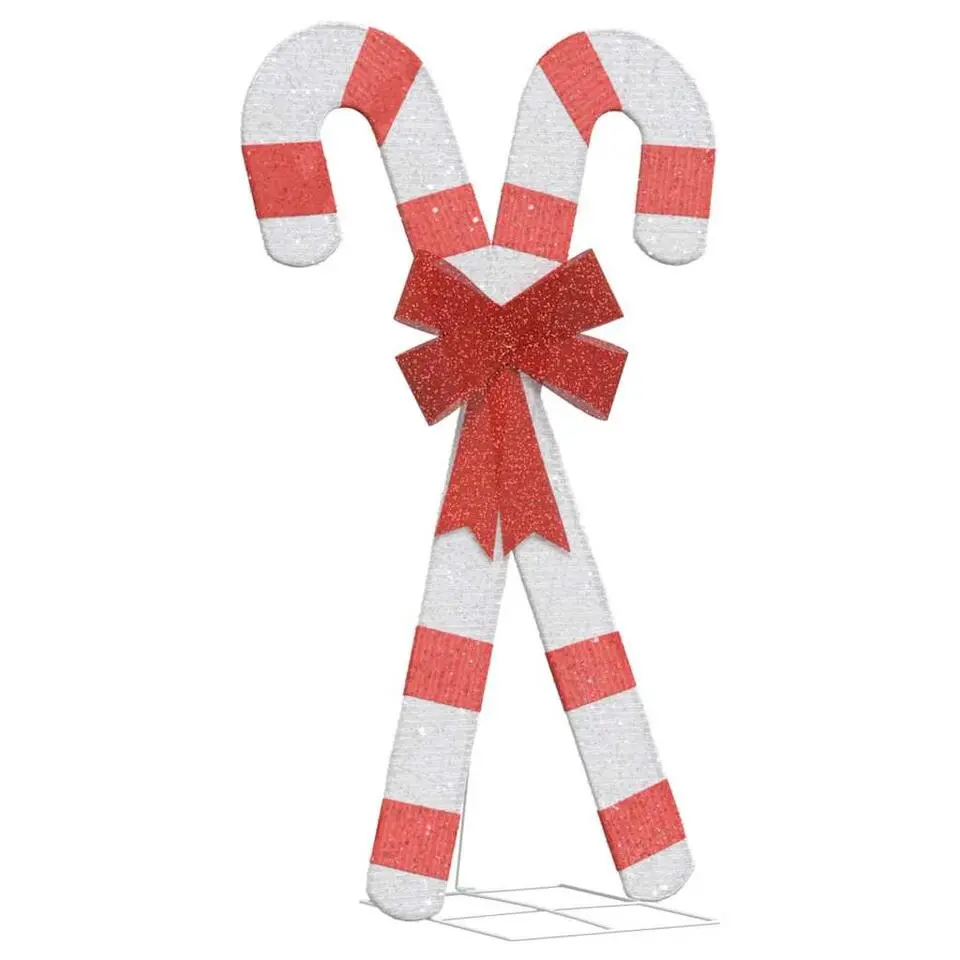vidaXL - Kerstdecoratie zuurstok met LED's 49x85 cm - Rood en wit - Stof
