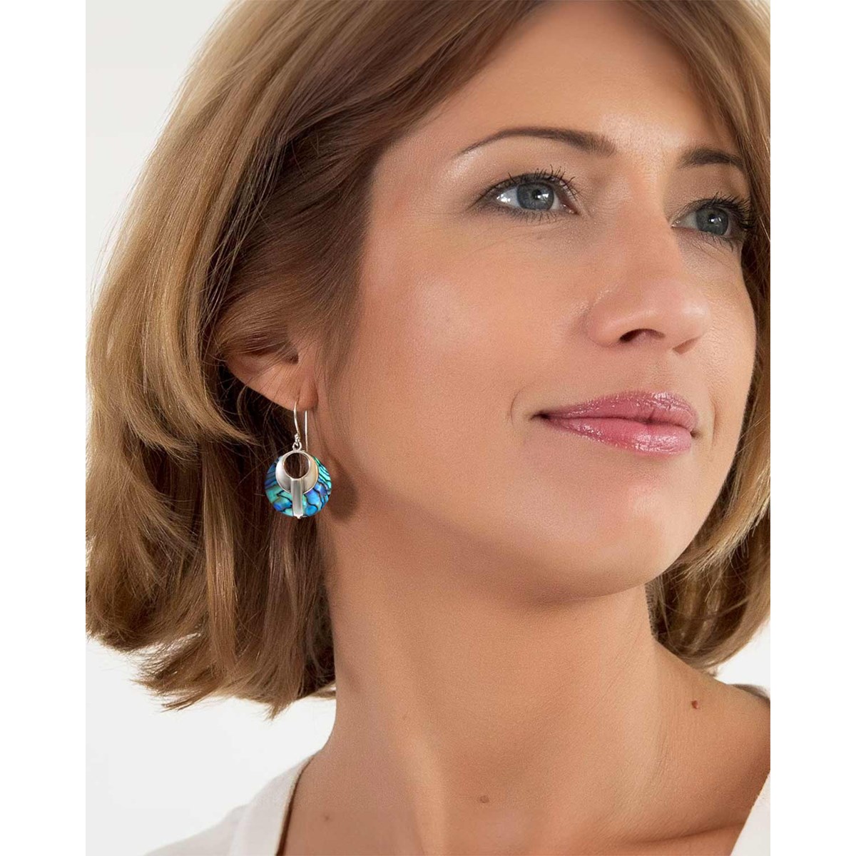 Boucles d'Oreilles Nacre Abalone Cercle en Argent 925 | Boutique ADEN