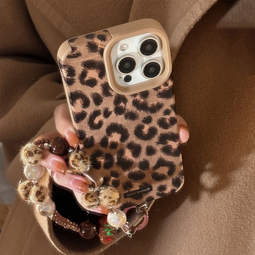 kloudkase - Luipaardprint telefoonhoesje / bandje / set - iPhone 16 Pro Max / 16 Pro / 16 Plus / 16 / 15 Pro Max / 15 Pro / 15 Plus / 15 / 14 Pro Max / 14 Pro / 14 Plus / 14 / 13 Pro Max / 13 Pro / 13 / 13 Mini