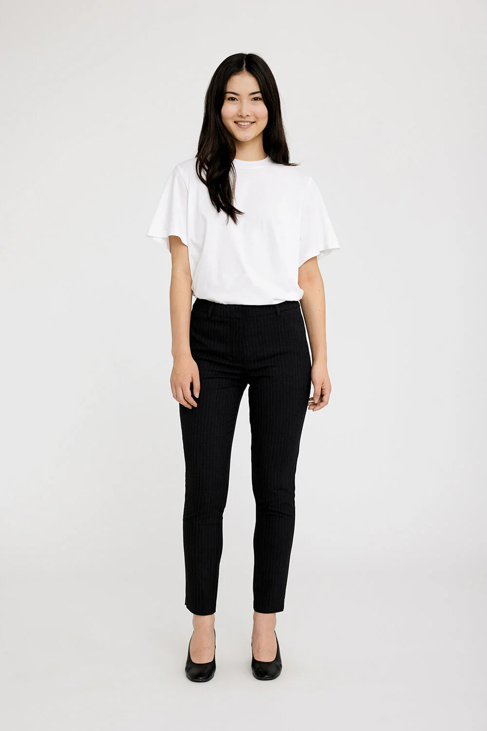 Five Units  KylieFV Crop bukser - Charcoal Pinstripe
