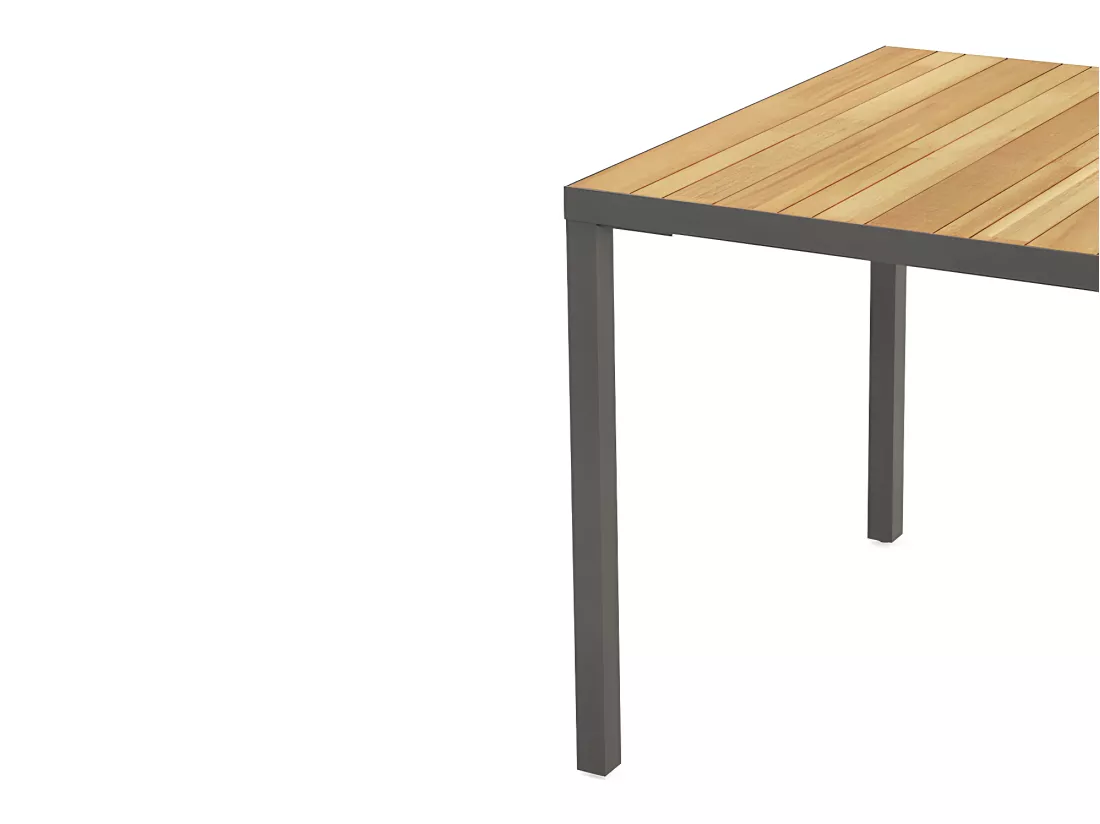 Table à manger de jardin en acacia et aluminium anthracite - 6 couverts - L160 cm - MILIES de MYLIA