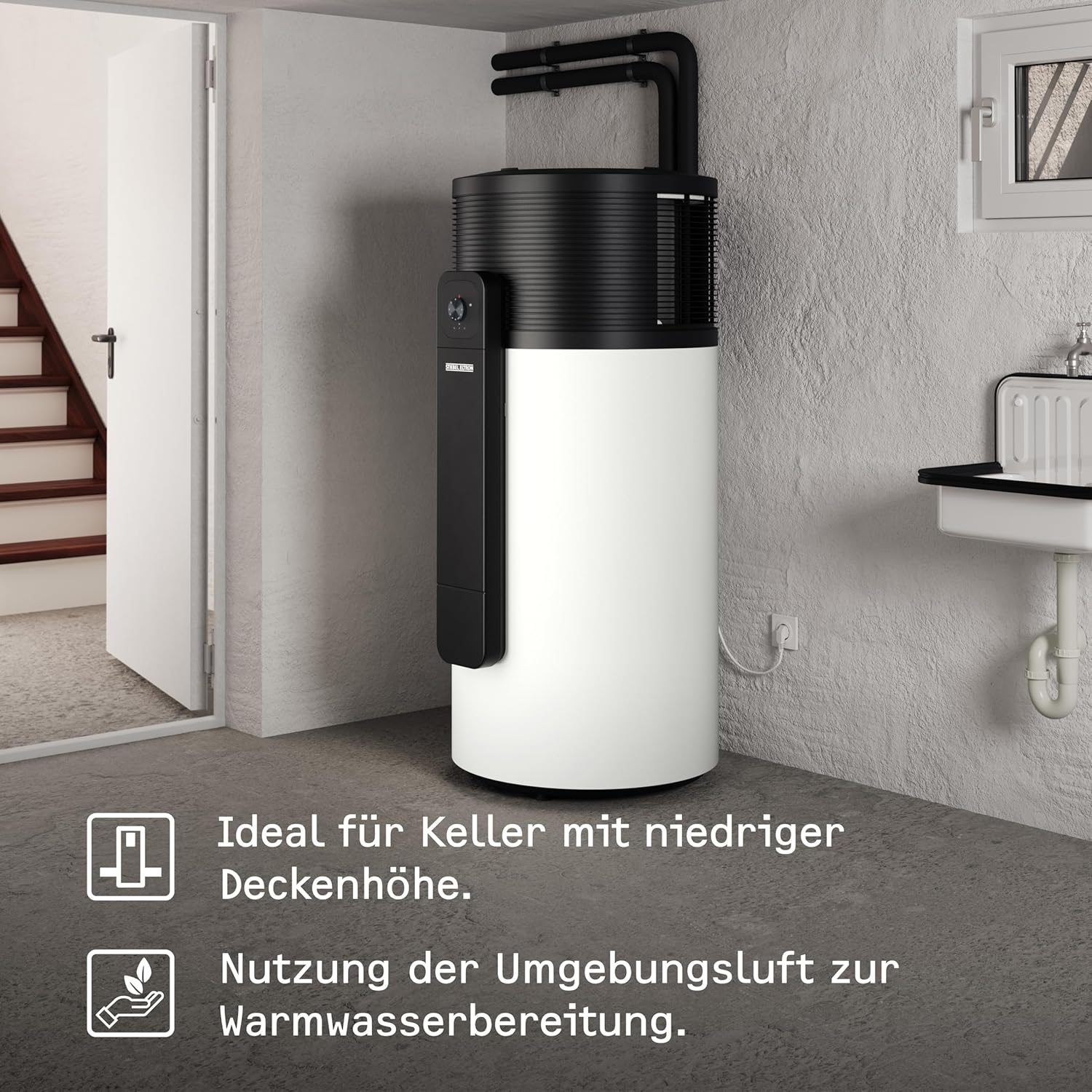 STIEBEL ELTRON Wärmepumpe Warmwasser WWK-I 200 Plus, mit Stecker 230V, 200 Liter, intuitive Bedienung, serienmäßige Schnittstelle für Photovoltaik-Anlagen, Energieklasse A++ (Profil L), 204479