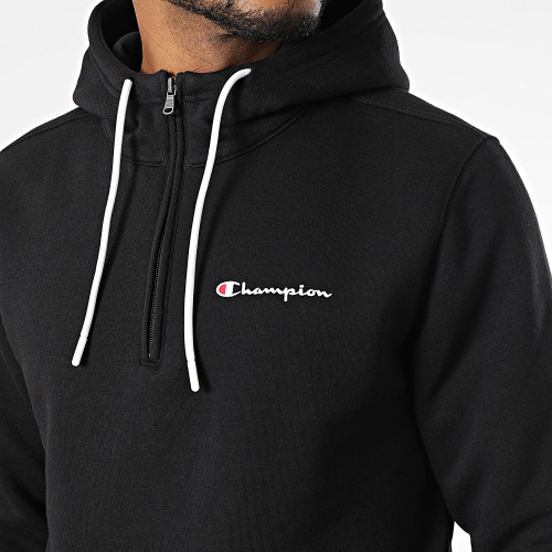 Sweat Capuche Col Zippé 219211 Noir