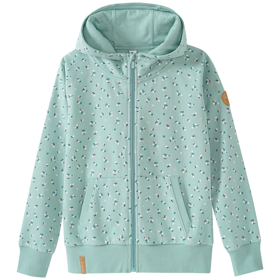 Yigga Mädchen Sweatjacke mit Blumen-Allover schilfgrün