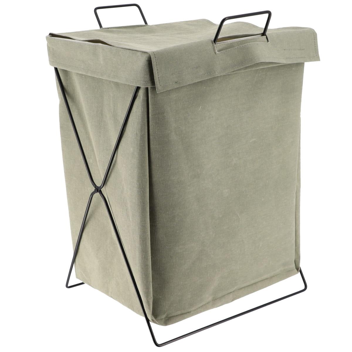 PANIERE A LINGE PLIABLE STRUCTURE METAL 50L VERT D EAU