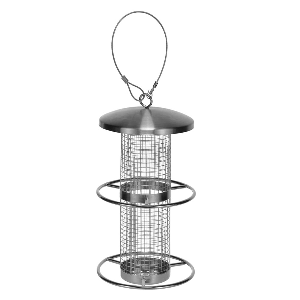 Station d'alimentation d'oiseaux suspendue 14x27,5 cm inox