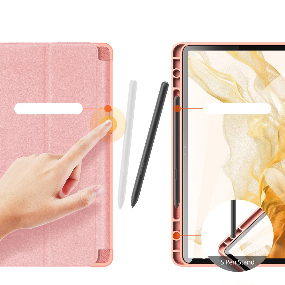 Samsung Galaxy Tab S8 / Tab S7 Tasche Smart Cover Hülle Stoff Design mit S-Pen Halterung - Rosa