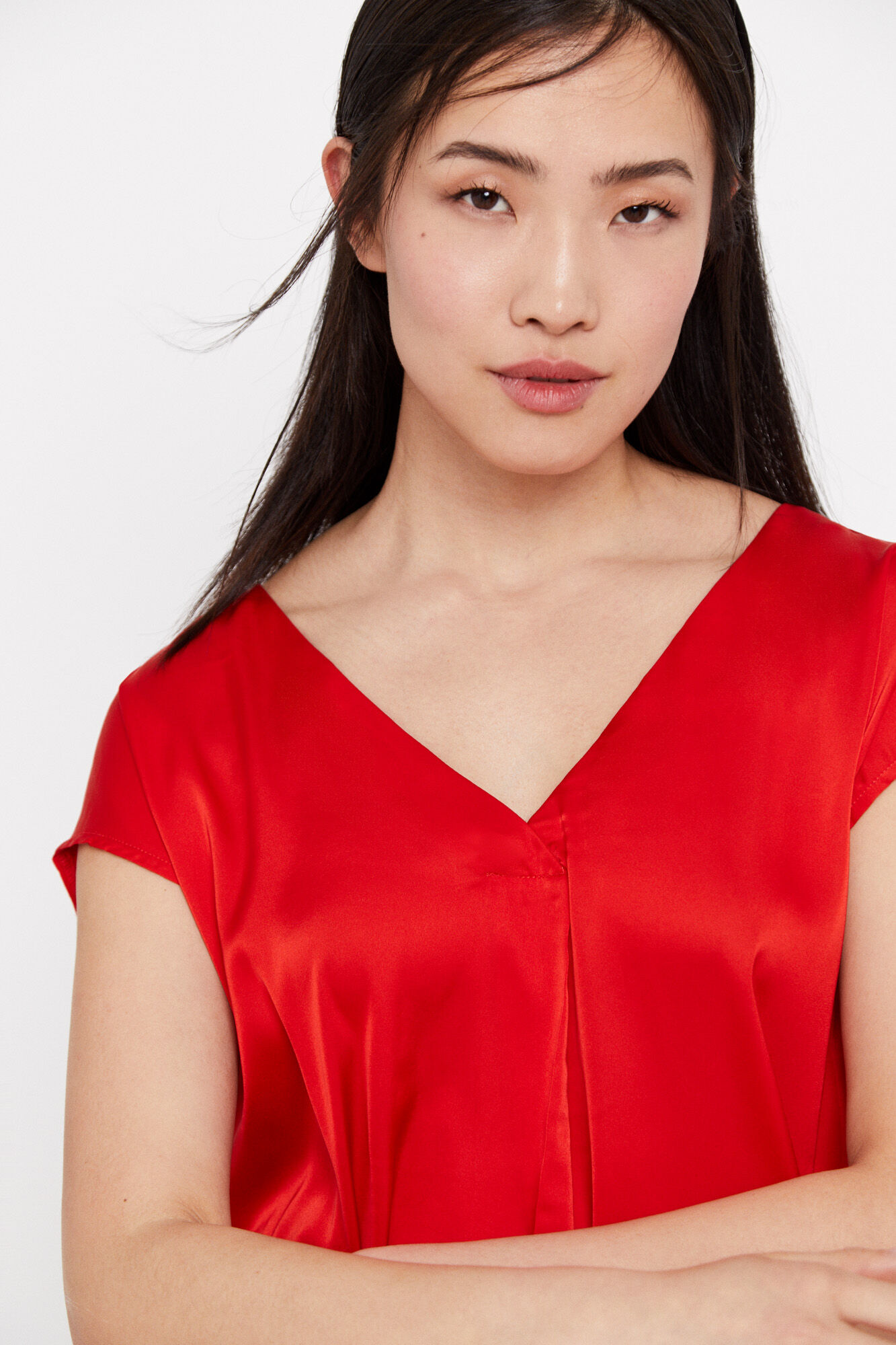 Blusa com detalhes em renda - Vermelha