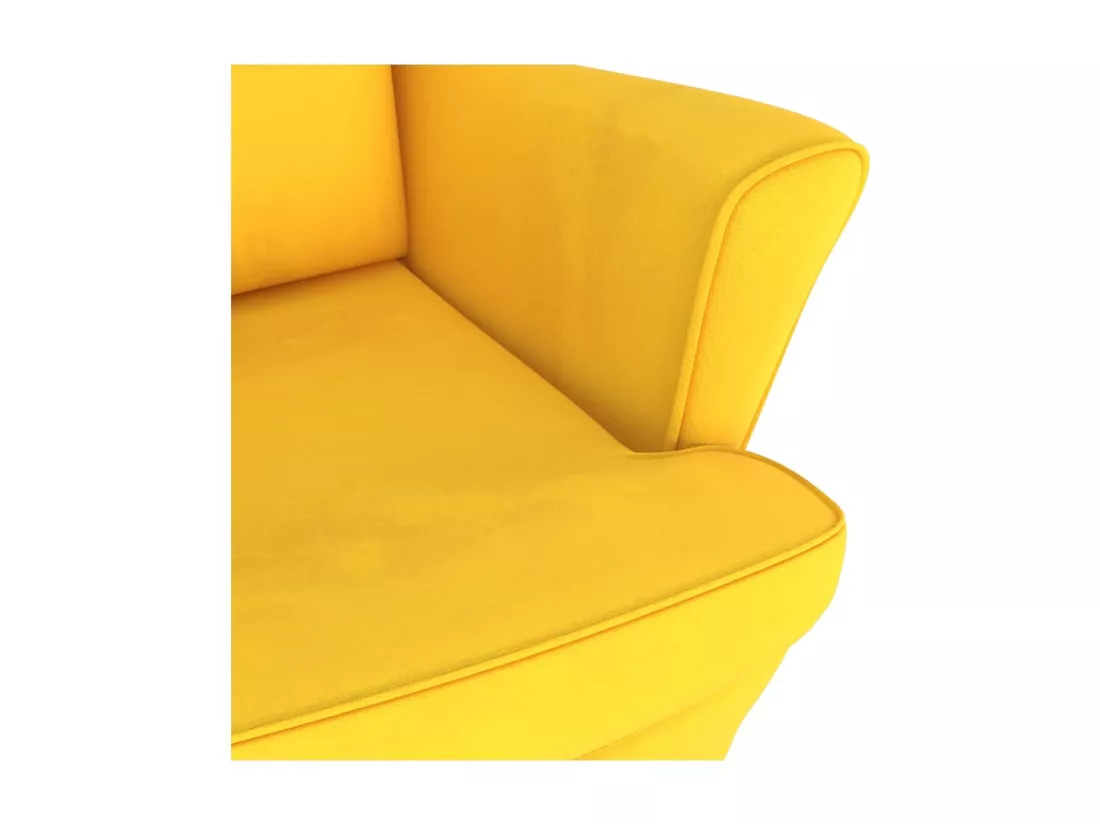 Chaise à bascule avec pieds en bois et tabouret Jaune Velours