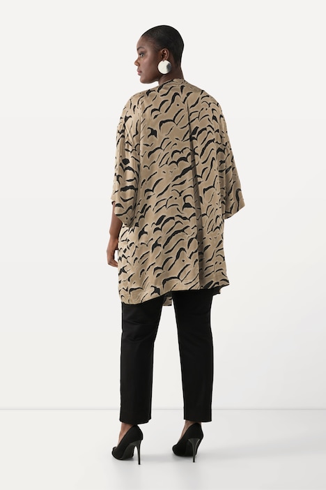 Easy-Going-Jacke, A-Linie, V-Ausschnitt, 3/4-Arm