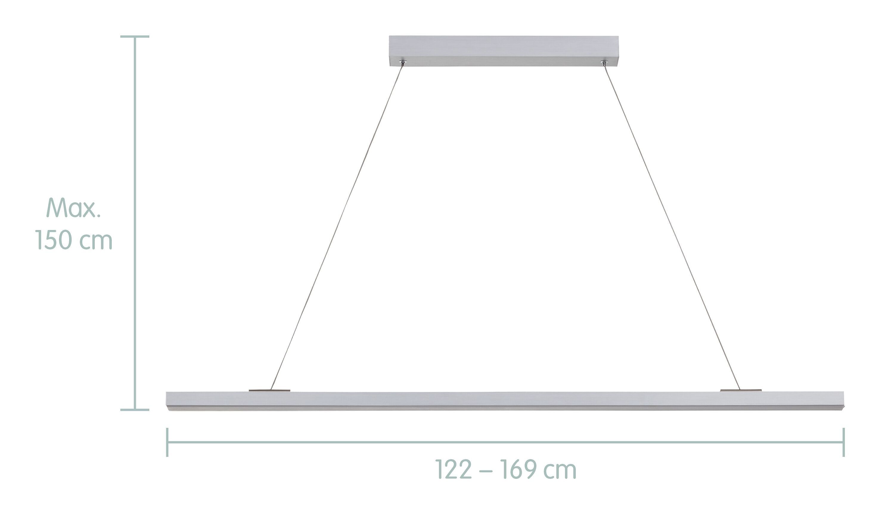 VIANO Hängeleuchte - Silberfarbig / B: 169.0 cm x T: 4.5 cm x H: 150.0 cm