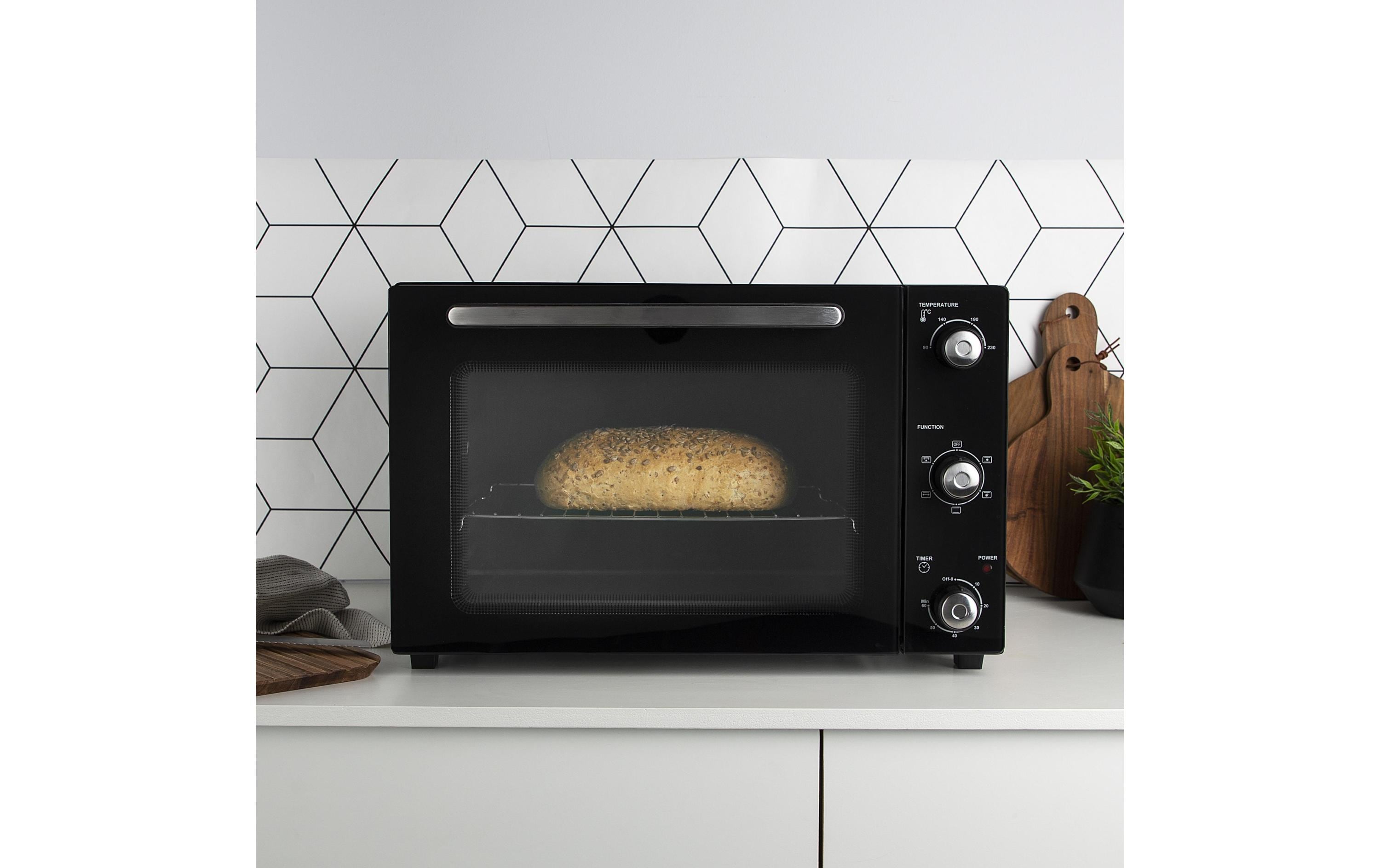 Backofen Deluxe 45 l, Schwarz<br>Kompakter Konvektionsbackofen mit Grill- und Auftaufunktion