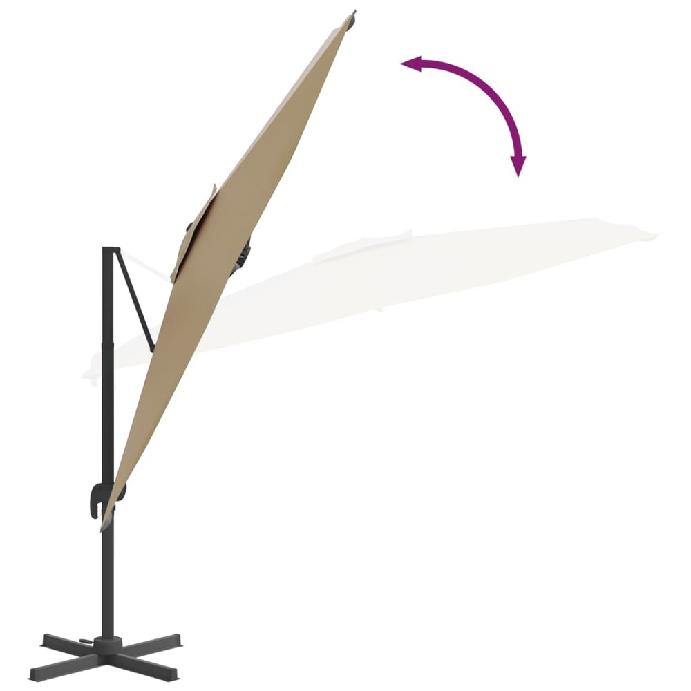 Parasol meuble de jardin cantilever à led 400 x 300 cm taupe