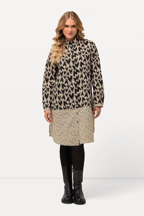 Longbluse, Patchlook, Herzen, Hemdkragen, Langarm