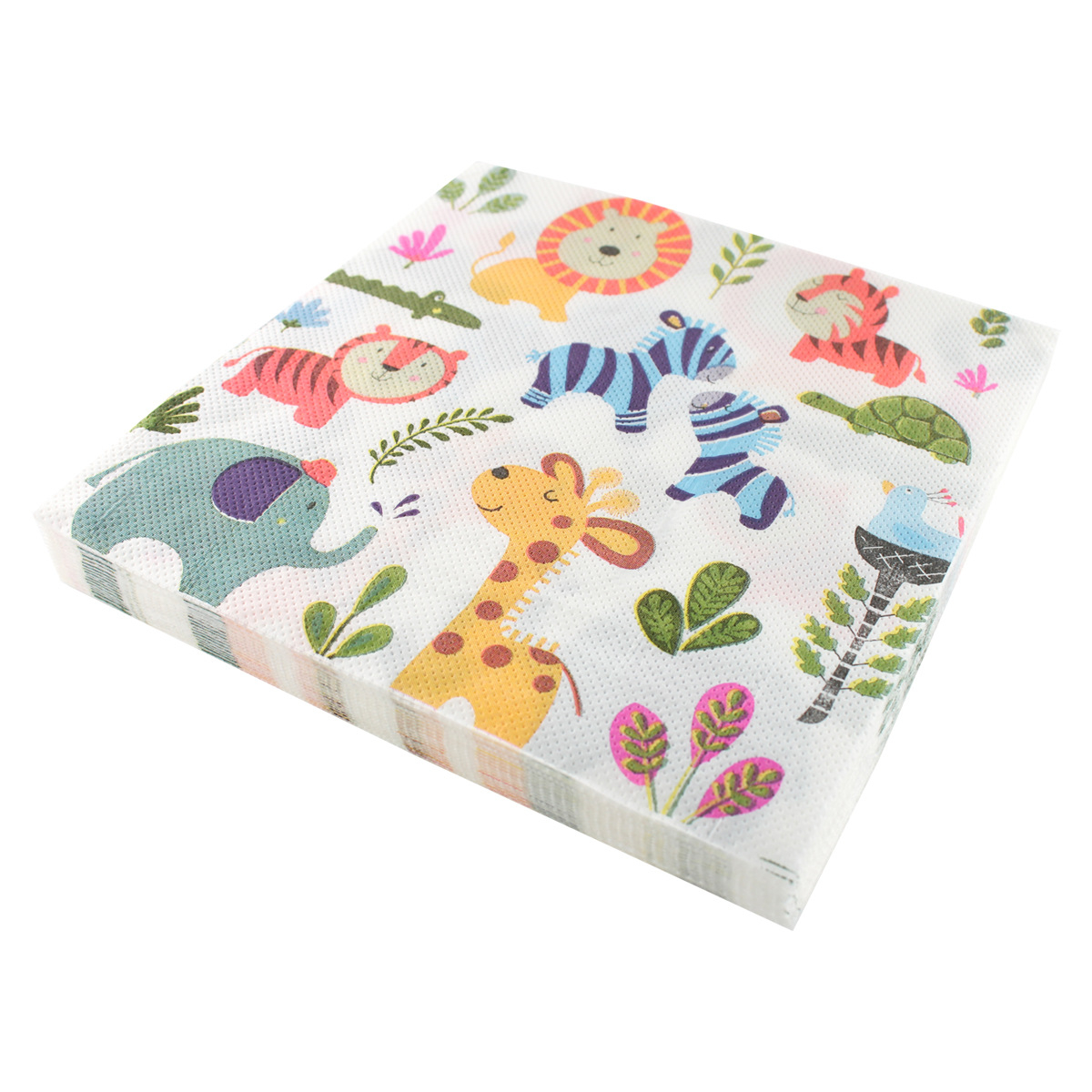 (40er Set) 33x33cm Einweg Servietten Kinder Party Tisch Dekoration - Safari Tiere