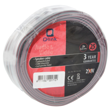 Q-Link luidsprekersnoer 2x0.25mm 25 meter grijs