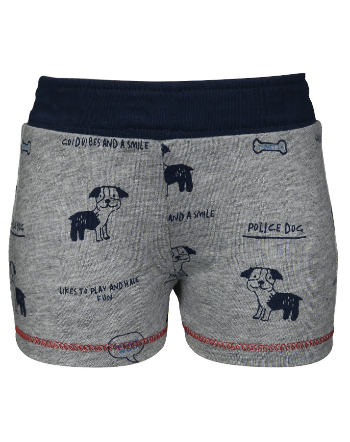 Jersey-Shorts POLICE DOG gemustert in grau melange