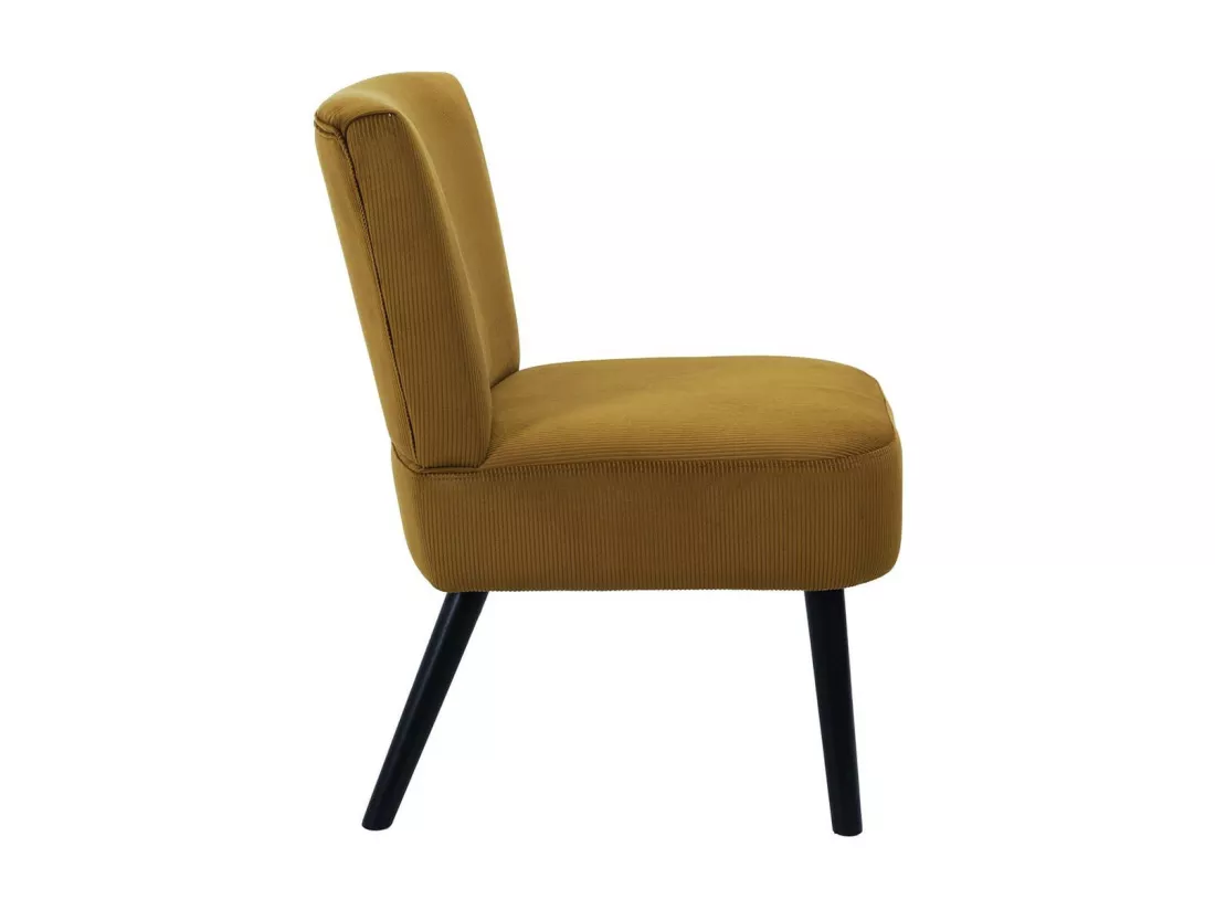 KONAE - Fauteuil Crapaud en Velours Côtelé Ocre