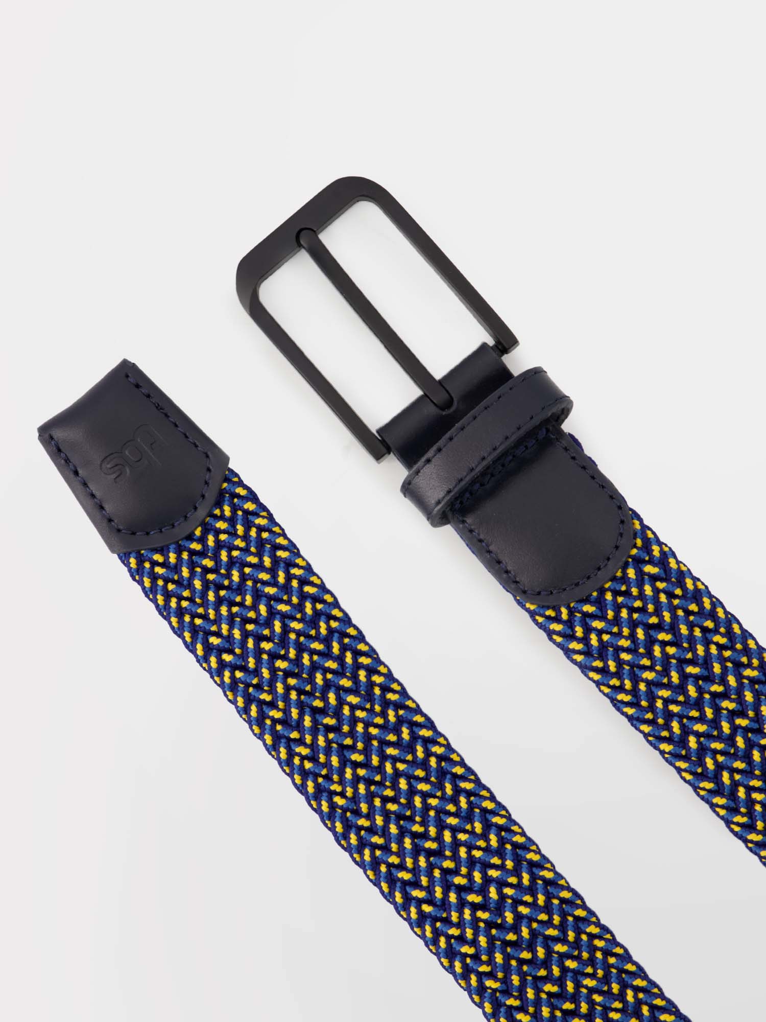 Ceinture Homme Tressée & Elastiquée Marine et Jaune